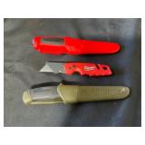 Three Utility Knives with Sheaths