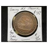 Gering Nebraska Masonic One Penny Token