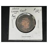 1840 Large Cent Key Date Coin