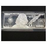 4 Oz .999 Silver $100 Franklin Bar