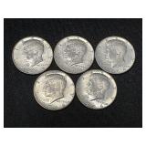 5 Kennedy Half Dollars, 1964