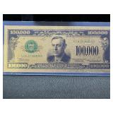 Gold $100,000 Wilson Certificate Replica