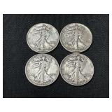 4 1943 Walking Liberty Half Dollars