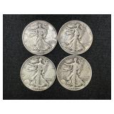 4 Walking Liberty Half Dollars