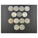 13 Steel Lincoln Wheat Pennies