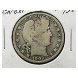 1902-P Barber Half Dollar Coin