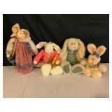 Four Plush Decorative Rabbits