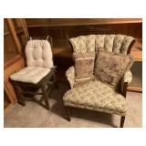 Upholstered Armchair and Wooden Chair Set