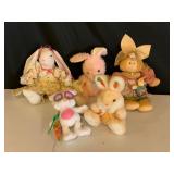 Five Plush and Fabric Bunnies