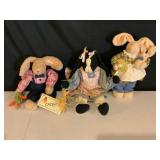 Three Plush Bunny Figures