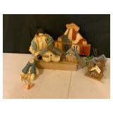 Decorative Figurines and Birdhouses Set