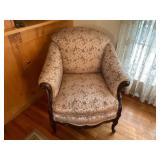 Antique Carved Wood Upholstered Chair