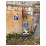 Metal Plant Stand with Birdhouses