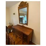 Wood Buffet and Mirror Set