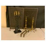 Fireplace Tool Set, Screen, and Andirons