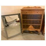 Wooden Chest of Drawers with Mirror