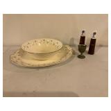 Porcelain Serving Set with Silver Cup