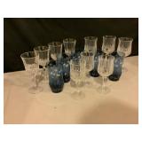 Crystal and Blue Glass Stemware