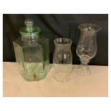 Glass Beverage Dispenser and Two Vases