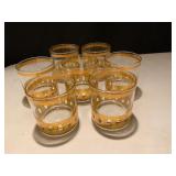 Seven Gold-Banded Glass Tumblers