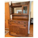 Oak Sideboard with Mirrored Hutch