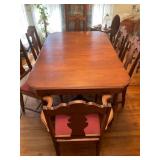 Wooden Dining Table with Chairs, 5.5 ft