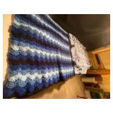 Two Hand-Crocheted Blue Blankets