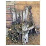 Rustic Wood Chair with Bear Sculpture