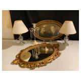 Lamps, Mirror, and Framed Portrait