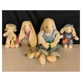 Four Fabric Bunny Dolls