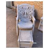 Two Outdoor Plastic Chairs and Hose Reel