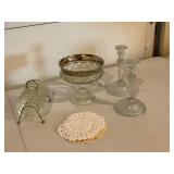 Glass Tableware and Crochet Doily Lot