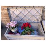 Plastic Storage Chest with Faux Flowers