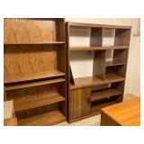 Two Wooden Shelving Units with Storage