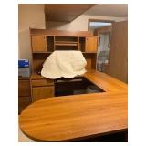 U-Shaped Wooden Office Desk With Hutch