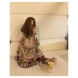 Porcelain Doll in Victorian-Style Dress