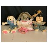 Three Fabric Bunny Dolls