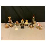 Teddy Bear, Children, and Snowmnen Resin Figurines