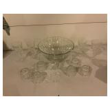 Cut Glass Punch Bowl Set with Hooks