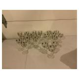 Clear Glass Stemware with Floral Etching