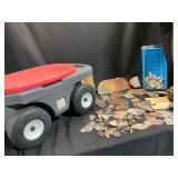 Plastic Toy Cart with Rocks and Shells
