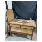 Wooden Vanity with Mirror Frame