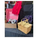 Red Fleece Vest, Basket, and Accessories