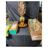 Decorative Glass Vase and Assorted Dried Florals