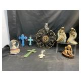 Decorative Crosses, Sculptures, and Snow Globe