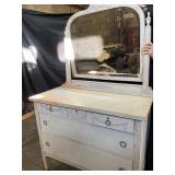 Painted Wood Dresser with Mirror
