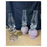 Three Glass Oil Lamps