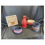 Five Decorative Items and Pottery