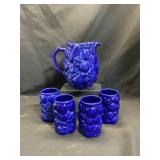 Cobalt Blue Pitcher and Tumblers Set