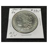 1921-D Morgan Silver Dollar MS64